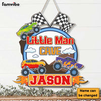 Personalized Gifts For Grandson Monster Car Little Man Cave Wood Sign 28334 thumb 1