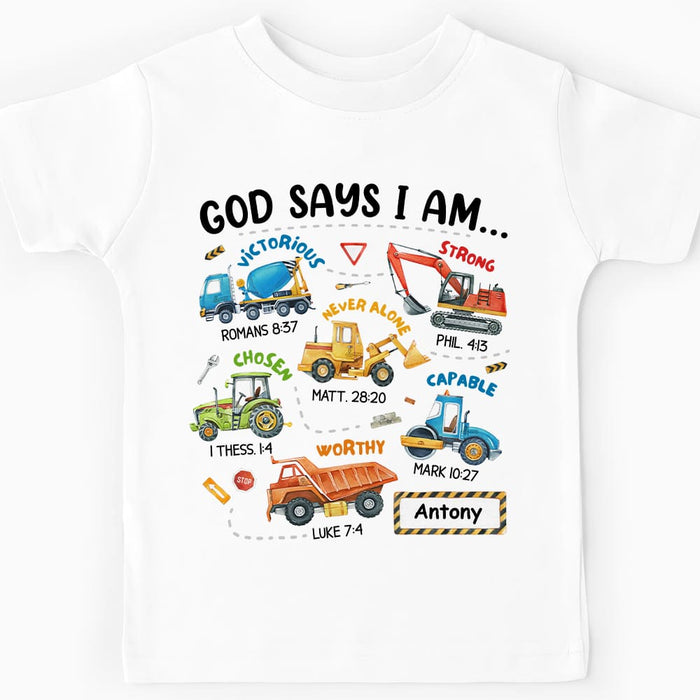 Personalized Gifts For Grandson Construction Machines I Am Kid T Shirt 28335 1