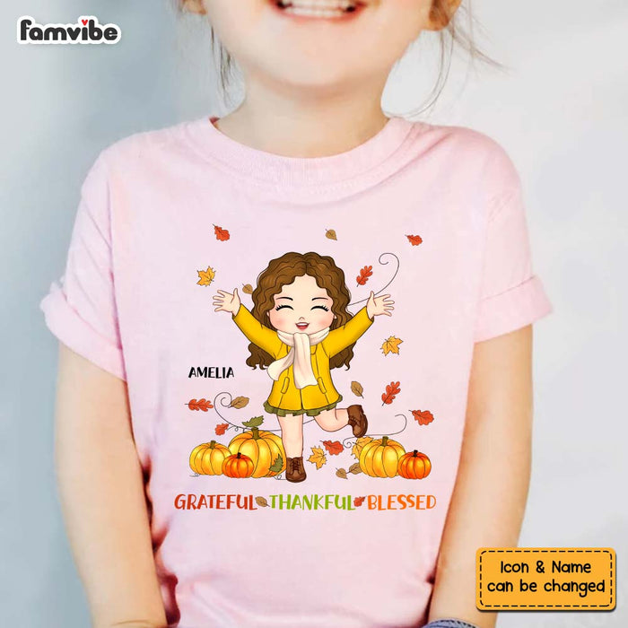 Personalized Gift For Granddaughter Fall Grateful Thankful Blessed Kid T Shirt 28337 1