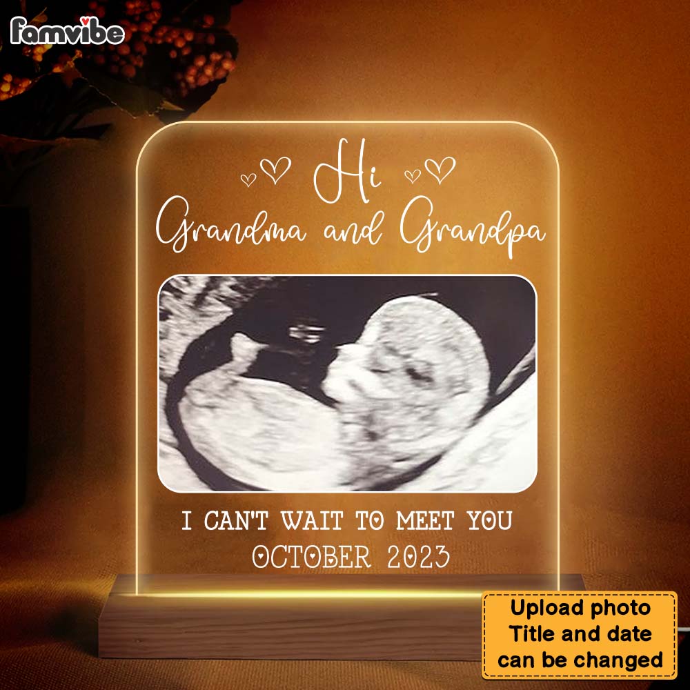 Personalized Baby Family Pregnancy Announcement Hi Grandma and Grandpa Plaque LED Lamp Night Light 28338 Primary Mockup