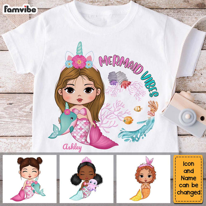 Personalized Gift For Mermaid Granddaughter 'Mermaid Vibes' Kid T Shirt 28339 1