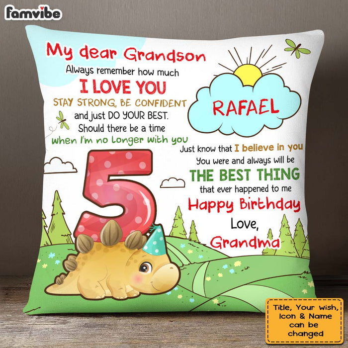 Personalized Birthday Gift For Grandson Cute Dino Pillow 28345 1