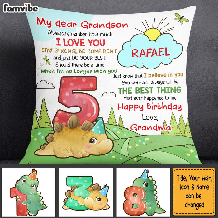 Personalized Birthday Gift For Grandson Cute Dino Pillow 28345 1