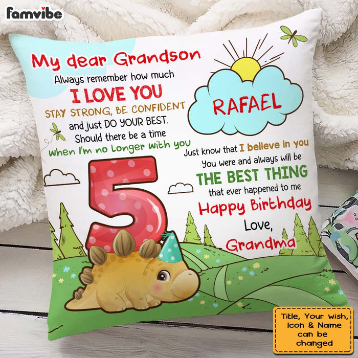Personalized Birthday Gift For Grandson Cute Dino Pillow 28345 1