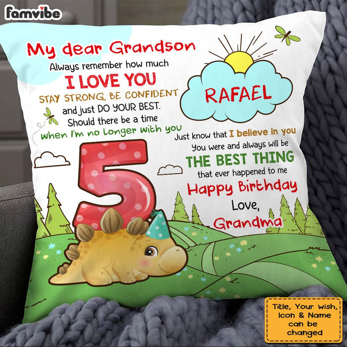 Personalized Birthday Gift For Grandson Cute Dino Pillow 28345 1