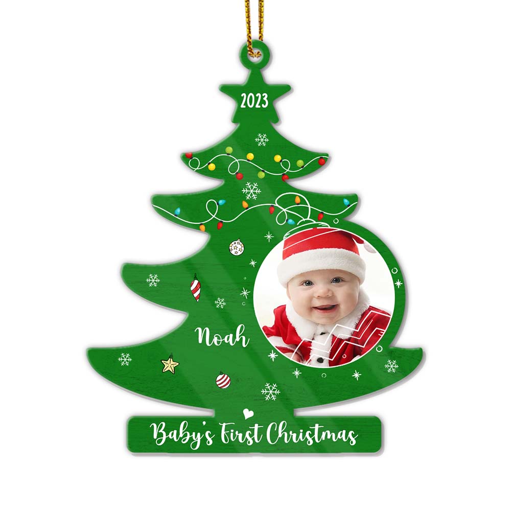 Personalized Upload Photo Baby's First Christmas Tree Ornament 28350 Primary Mockup