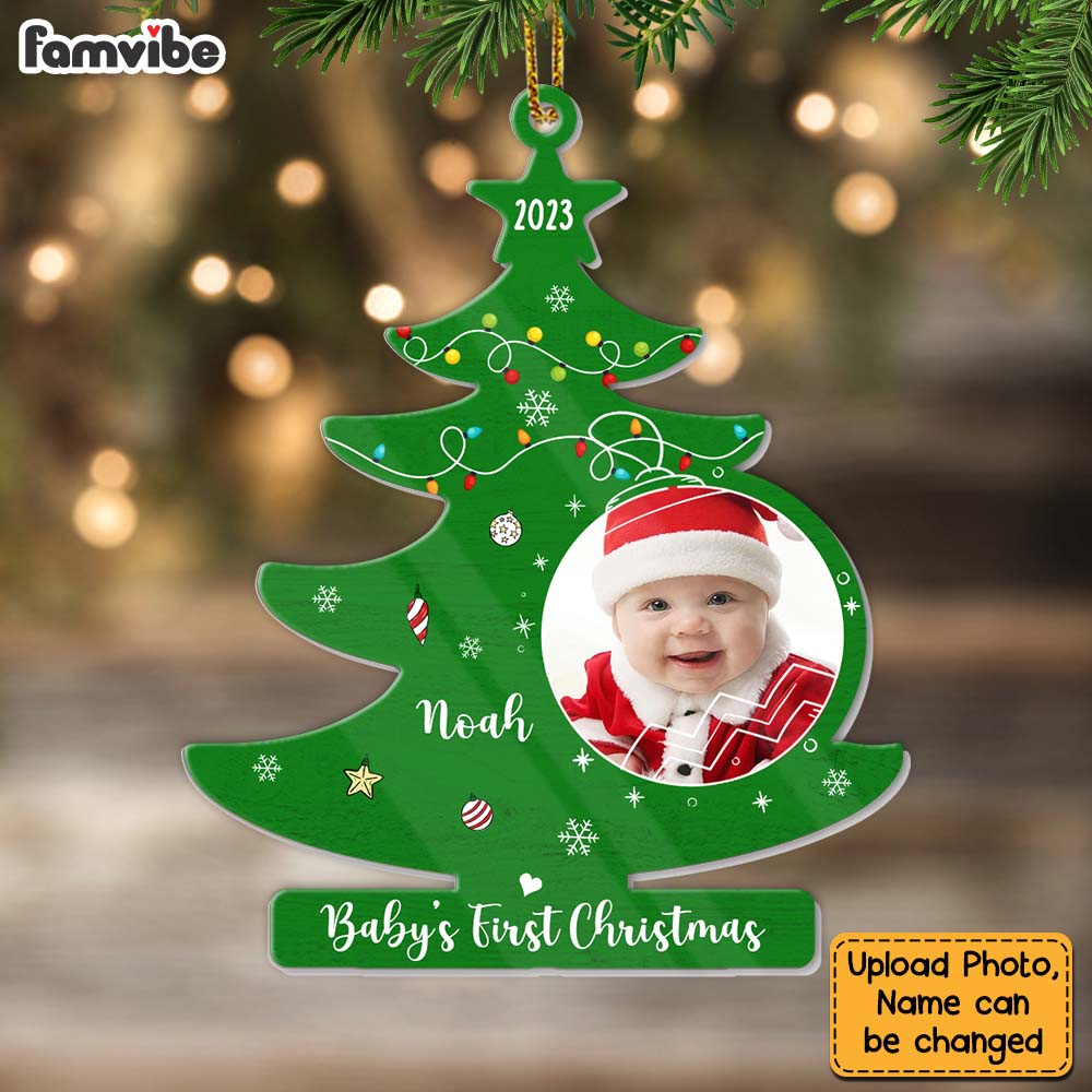 Personalized Upload Photo Baby's First Christmas Tree Ornament 28350 Primary Mockup