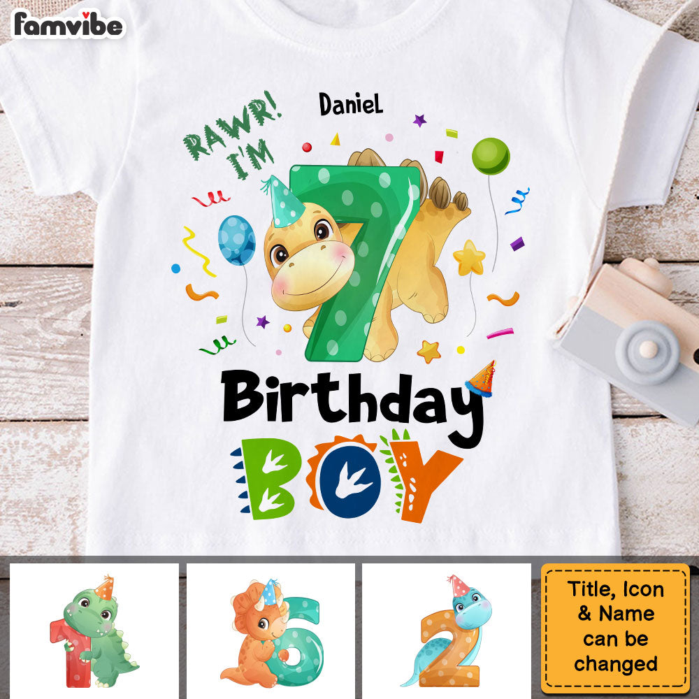 Personalized Gift For Grandson Cute Birthday Dino Kid T Shirt 28353 Mockup 3