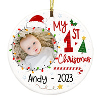 Personalized Gift For Baby Newborn My First Christmas Circle Ornament 28358 thumb 1