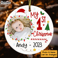 Personalized Gift For Baby Newborn My First Christmas Circle Ornament 28358 thumb 1