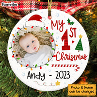 Personalized Gift For Baby Newborn My First Christmas Circle Ornament 28358 thumb 1