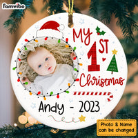 Personalized Gift For Baby Newborn My First Christmas Circle Ornament 28358 thumb 1