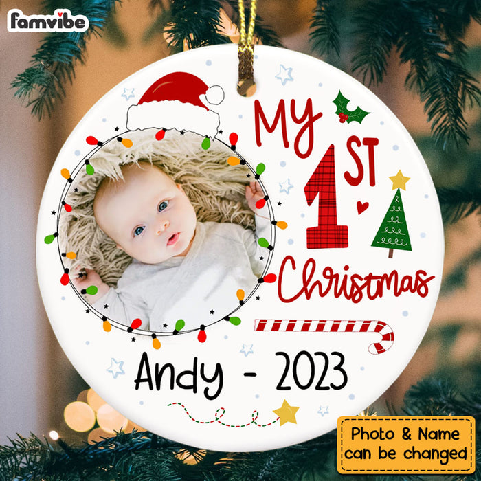 Personalized Gift For Baby Newborn My First Christmas Circle Ornament 28358 1
