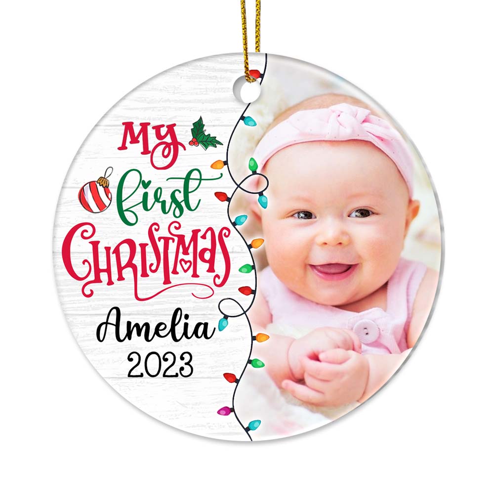 Personalized Gift For Baby My First Christmas Circle Ornament 28359 Primary Mockup