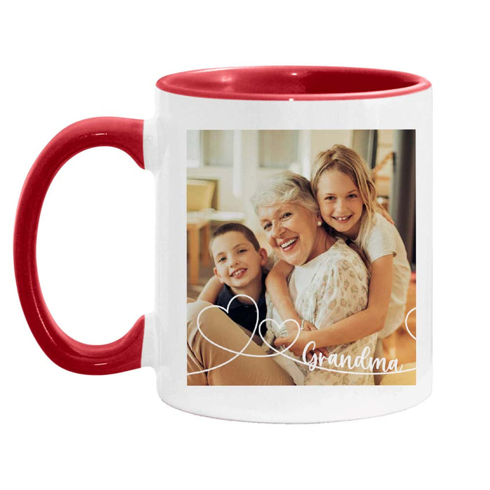 Personalized Gift For Grandma Swirl Heart Upload Photo Gallery Mug 28364 1