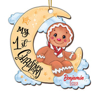 Personalized Ginger Cookie Baby And Moon First Christmas Ornament 28365 thumb 1