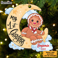Personalized Ginger Cookie Baby And Moon First Christmas Ornament 28365 thumb 1