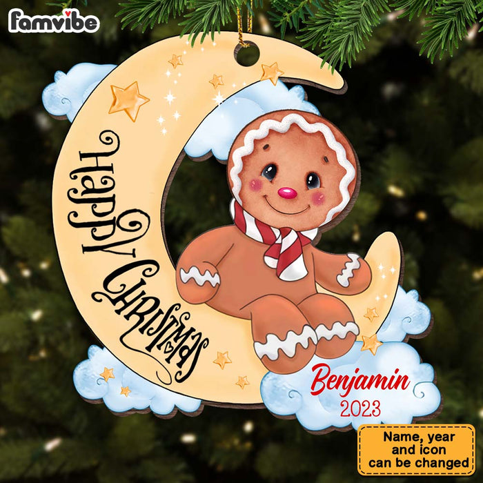 Personalized Ginger Cookie Baby And Moon First Christmas Ornament 28365 1