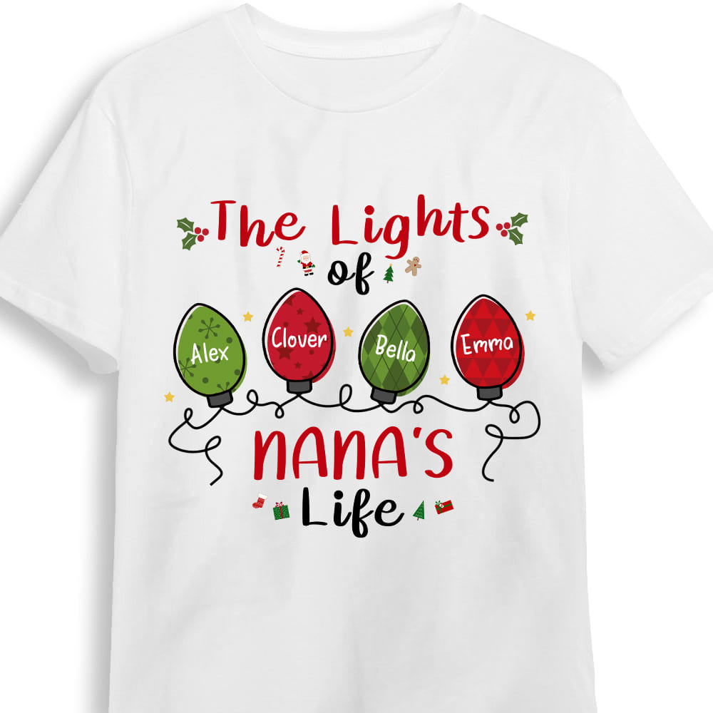 Personalized Christmas Gift For Grandma The Lights Of Nana's Life Shirt Hoodie Sweatshirt 28367 Primary Mockup