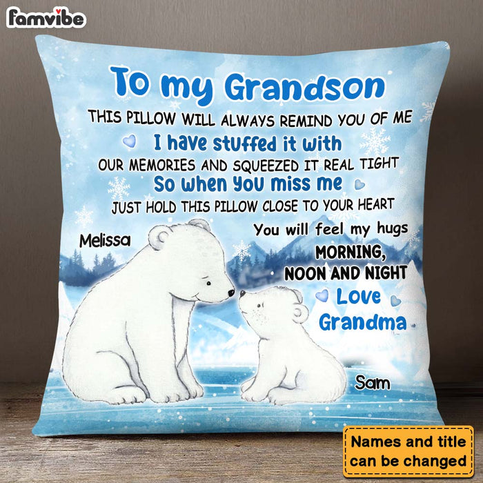 Personalized Gift For Grandson You Will Feel My Hugs Pillow 28374 1