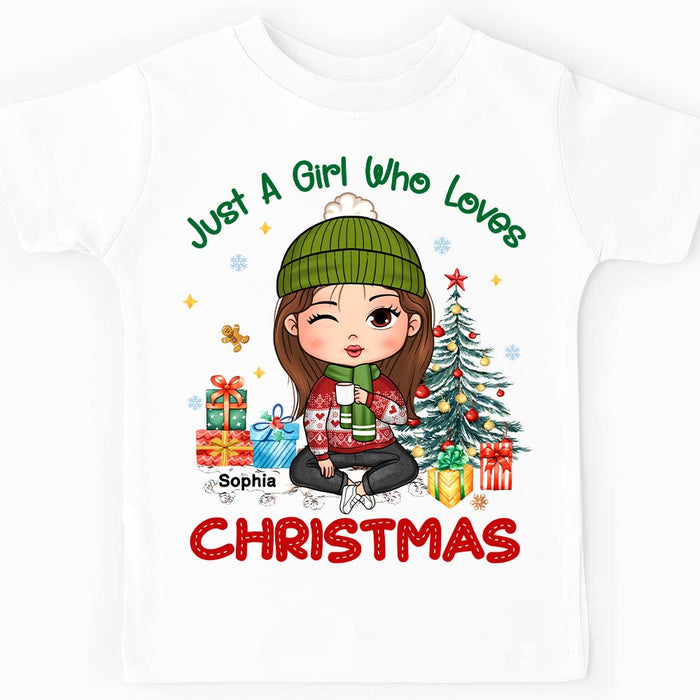 Personalized Granddaughter Just A Girl Who Loves Christmas Kid T Shirt 28379 1