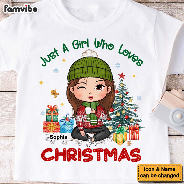 Personalized Granddaughter Just A Girl Who Loves Christmas Kid T Shirt 28379 1