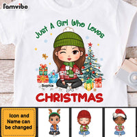 Personalized Granddaughter Just A Girl Who Loves Christmas Kid T Shirt 28379 thumb 1