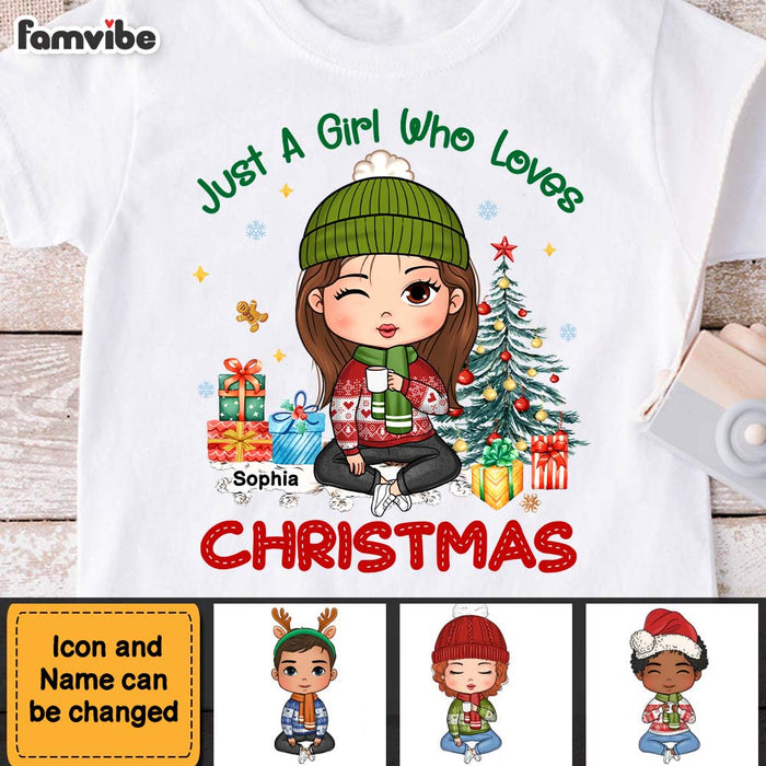 Personalized Granddaughter Just A Girl Who Loves Christmas Kid T Shirt 28379 1