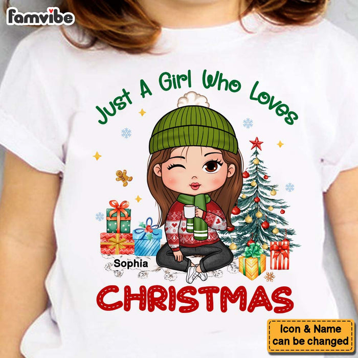 Personalized Granddaughter Just A Girl Who Loves Christmas Kid T Shirt 28379 1