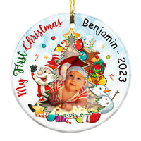 Personalized Gift For Baby My First Christmas Upload Photo Circle Ornament 28381 thumb 1
