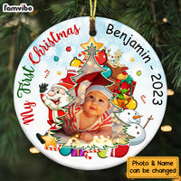 Personalized Gift For Baby My First Christmas Upload Photo Circle Ornament 28381 thumb 1