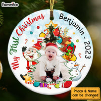 Personalized Gift For Baby My First Christmas Upload Photo Circle Ornament 28381 thumb 1