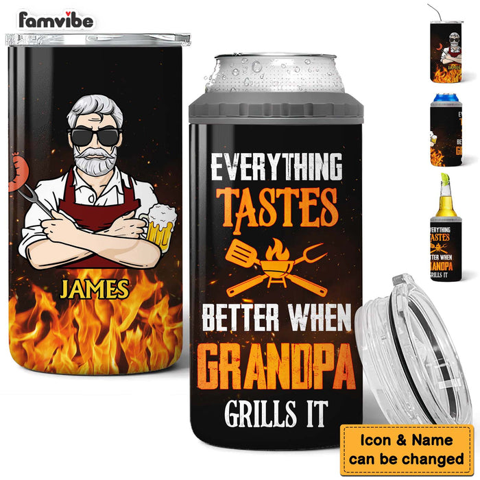 Personalized Everything Tastes Better Grandpa 4 in 1 Can Cooler 28388 1