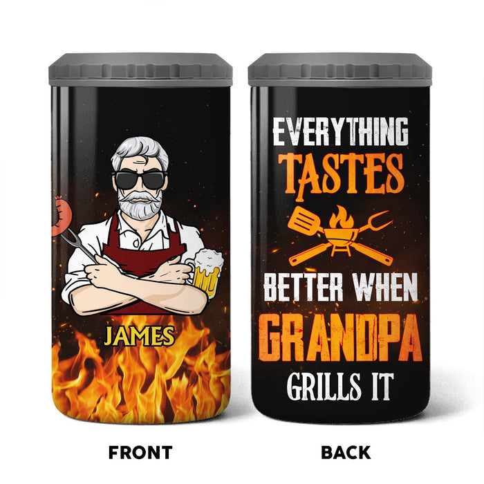 Personalized Everything Tastes Better Grandpa 4 in 1 Can Cooler 28388 1