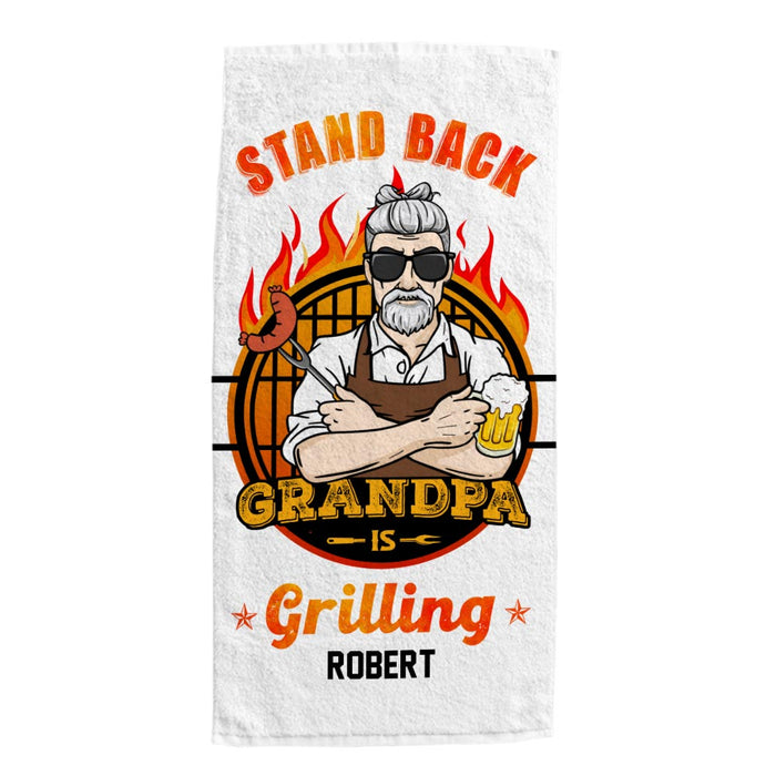 Personalized Gift For Grandpa Stand Back Grandpa's Grilling Towel 28390 1