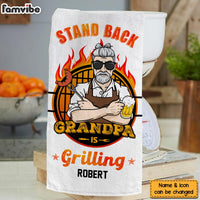 Personalized Gift For Grandpa Stand Back Grandpa's Grilling Towel 28390 thumb 1