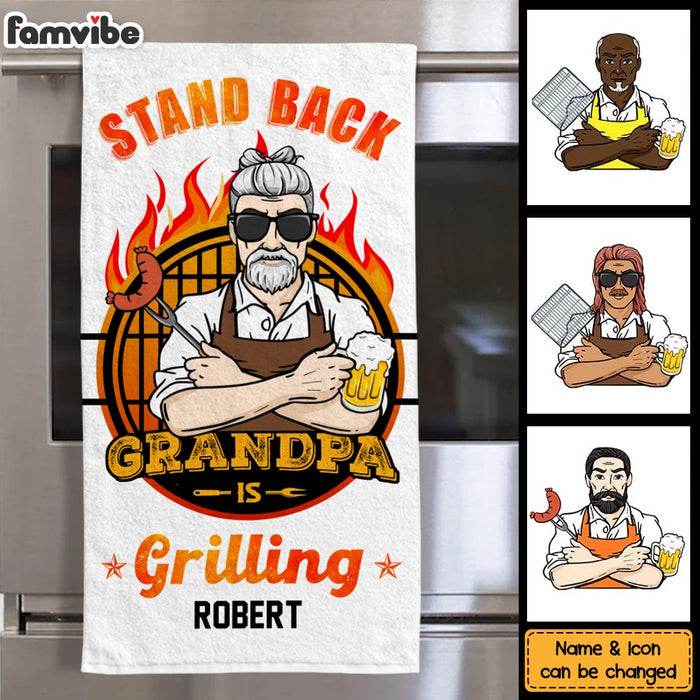 Personalized Gift For Grandpa Stand Back Grandpa's Grilling Towel 28390 1