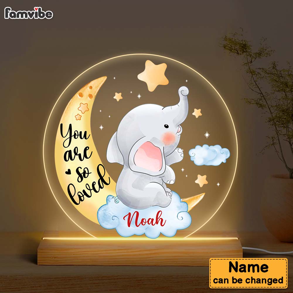 Personalized Gift For Newborn Baby You Are So Loved Cute Elephant Plaque LED Lamp Night Light 28394 Primary Mockup