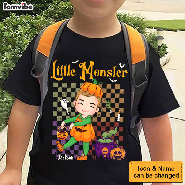 Personalized Halloween Gift For Grandson Little Monster Kid T Shirt 28395 1