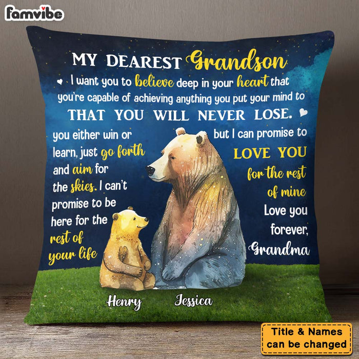 Personalized Gift For Grandson Bear Pillow 28396 1