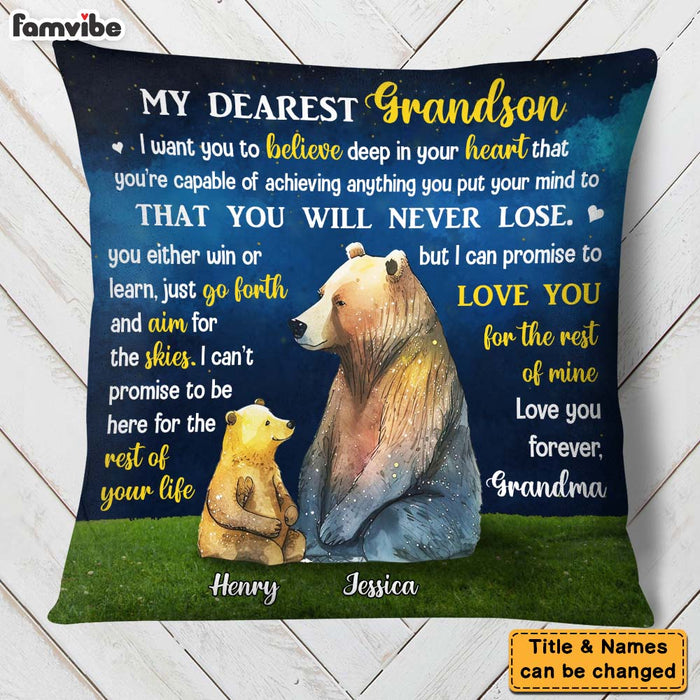Personalized Gift For Grandson Bear Pillow 28396 1