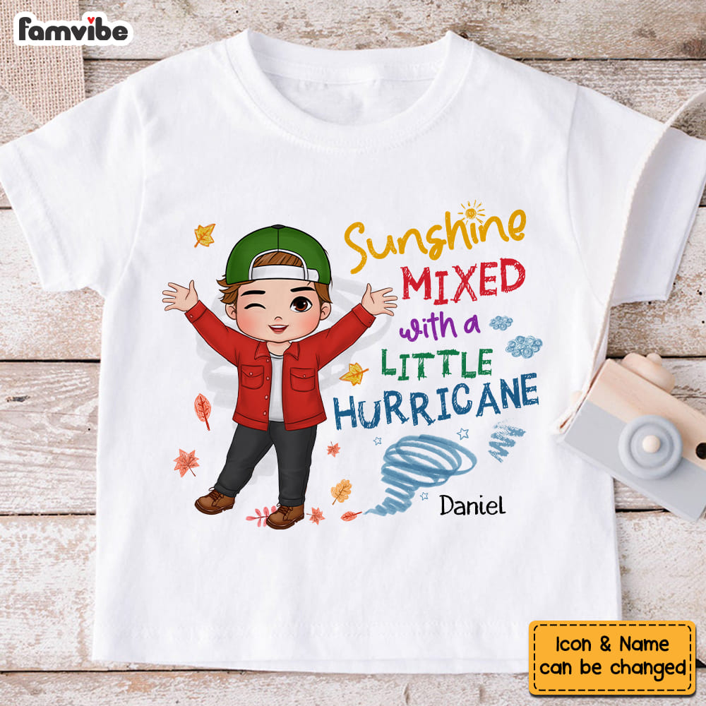 Personalized Sunshine Mixed With A Little Hurricane Grandson Kid T Shirt 28399 Mockup 2