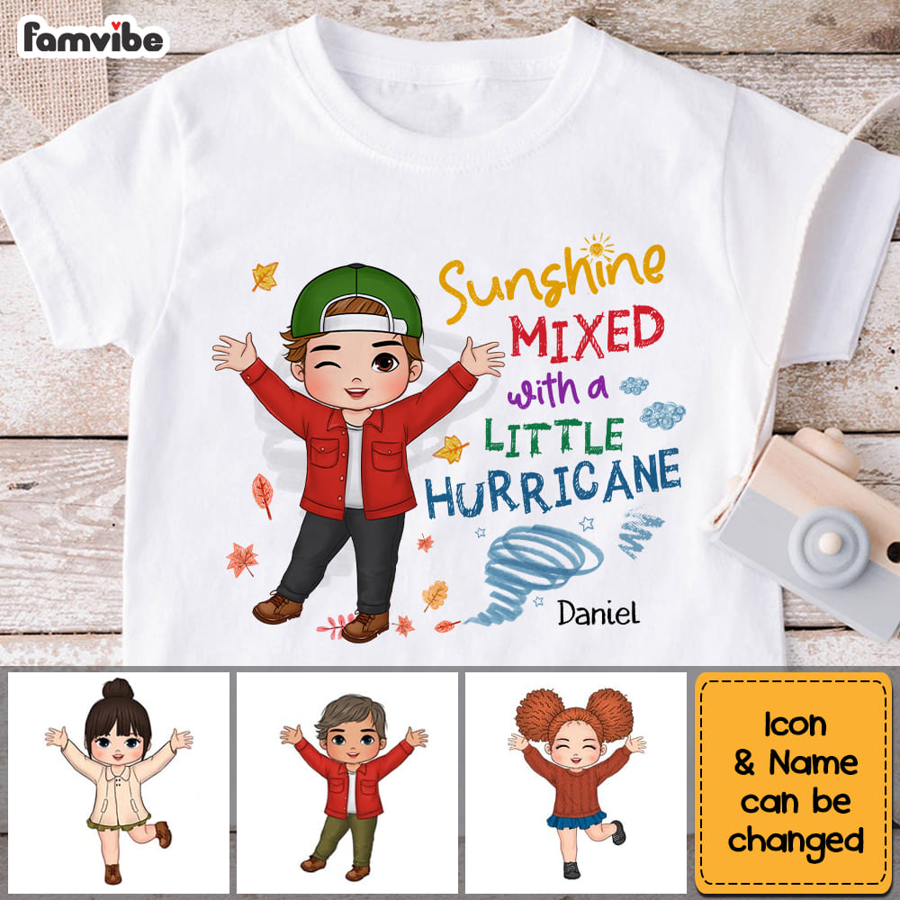 Personalized Sunshine Mixed With A Little Hurricane Grandson Kid T Shirt 28399 Mockup 2