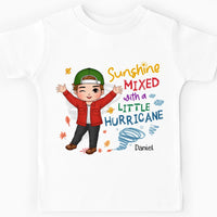 Personalized Sunshine Mixed With A Little Hurricane Grandson Kid T Shirt 28399 thumb 1