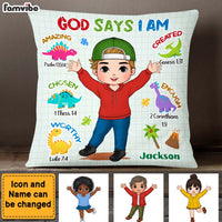 Personalized Gift For Grandson Dinosaur God Says I Am Pillow 28403 thumb 1