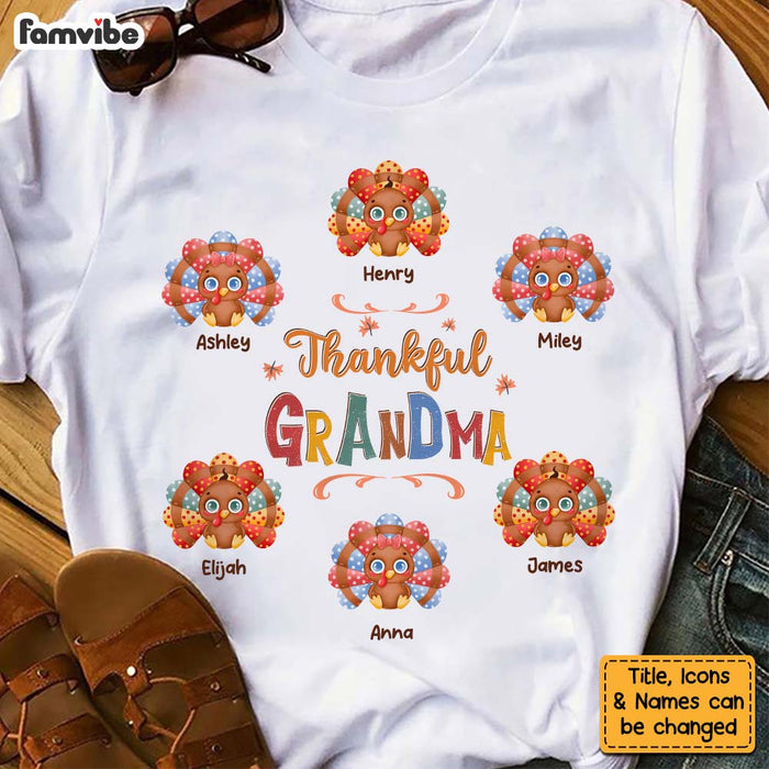 Personlized Gifts For Grandma Thanksgiving Thankful Turkey Shirt - Hoodie - Sweatshirt 28406 1