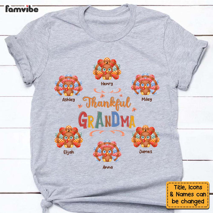 Personlized Gifts For Grandma Thanksgiving Thankful Turkey Shirt - Hoodie - Sweatshirt 28406 1