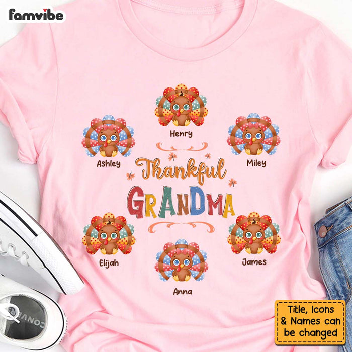 Personlized Gifts For Grandma Thanksgiving Thankful Turkey Shirt - Hoodie - Sweatshirt 28406 1