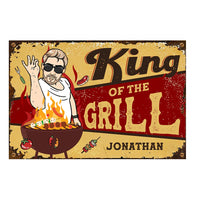 Personalized Gift For Grandpa King Of The Grill Metal Sign 28407 thumb 1