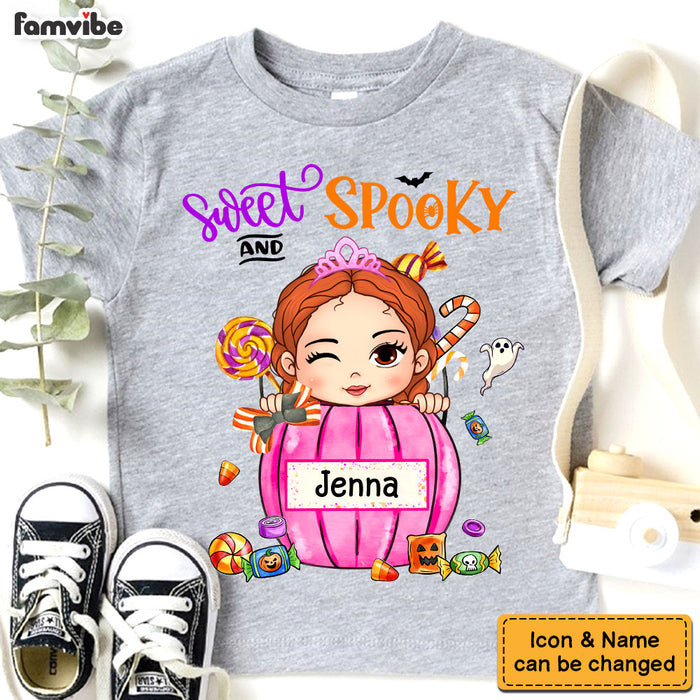 Personalized Gift For Granddaughter Halloween Sweet And Spooky Kid T Shirt 28409 1